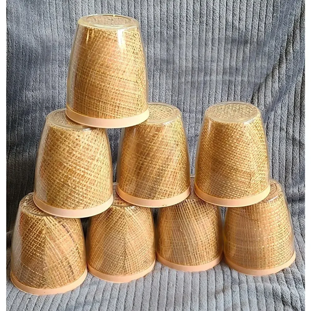 Lot of 8 vintage pink MCM Raffiaware burlap 4